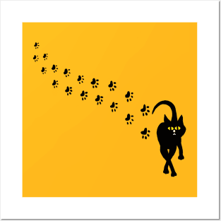 Black Cat Footprints Posters and Art